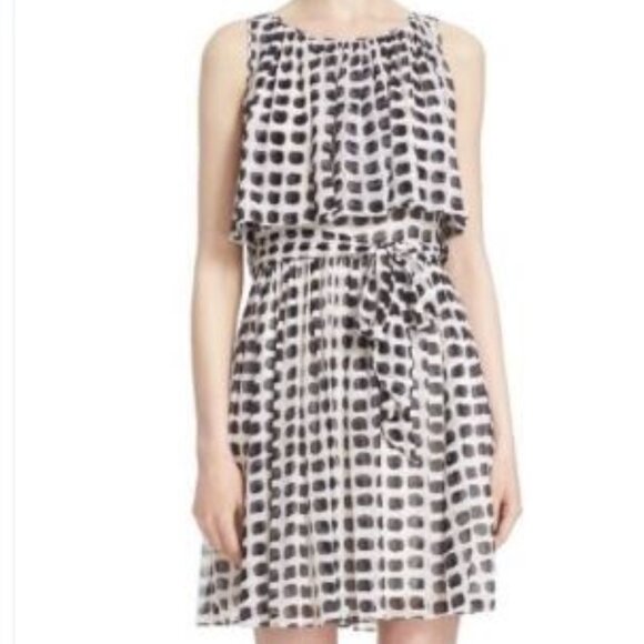 kate spade Dresses & Skirts - kate spade silk black cream taupe polka dot pattern print dress size 6